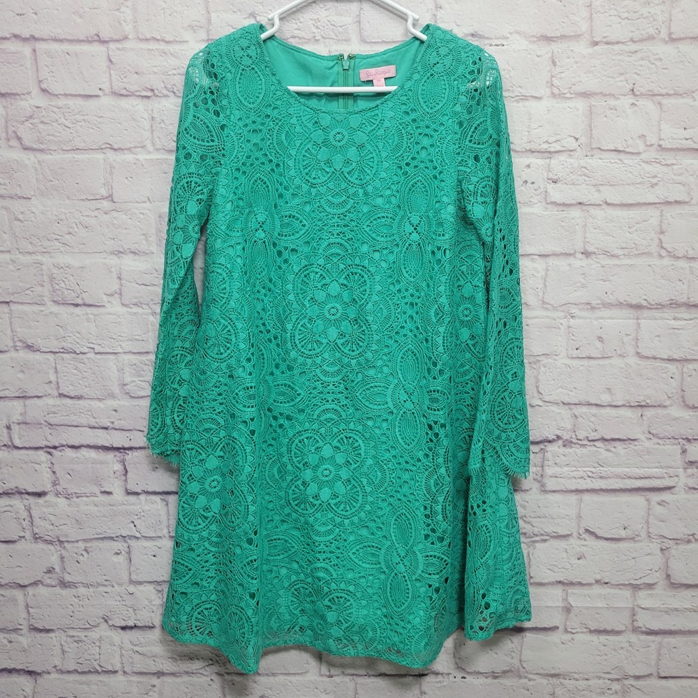 NEW Lilly Pulitzer‎ Colette Tunic Dress Size XS Jewel Green Sunburst Lace A Line
